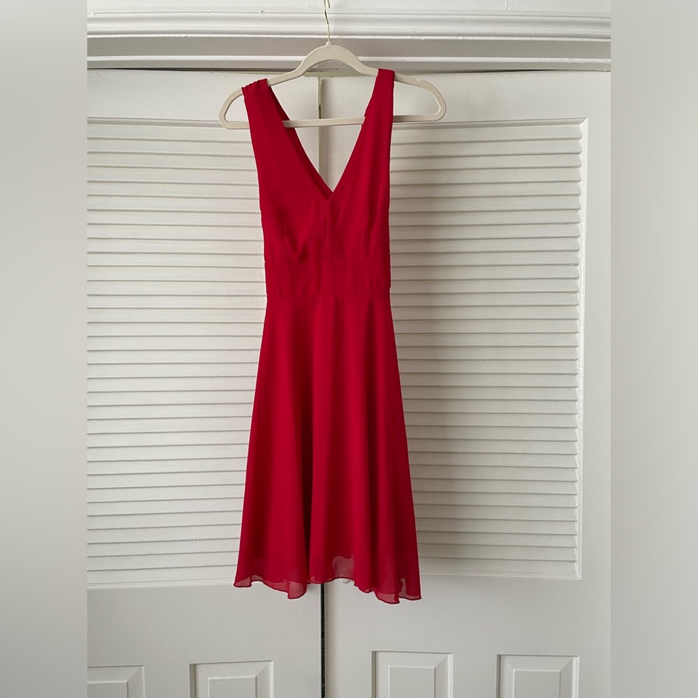 Red ezra dress with crossover straps in back